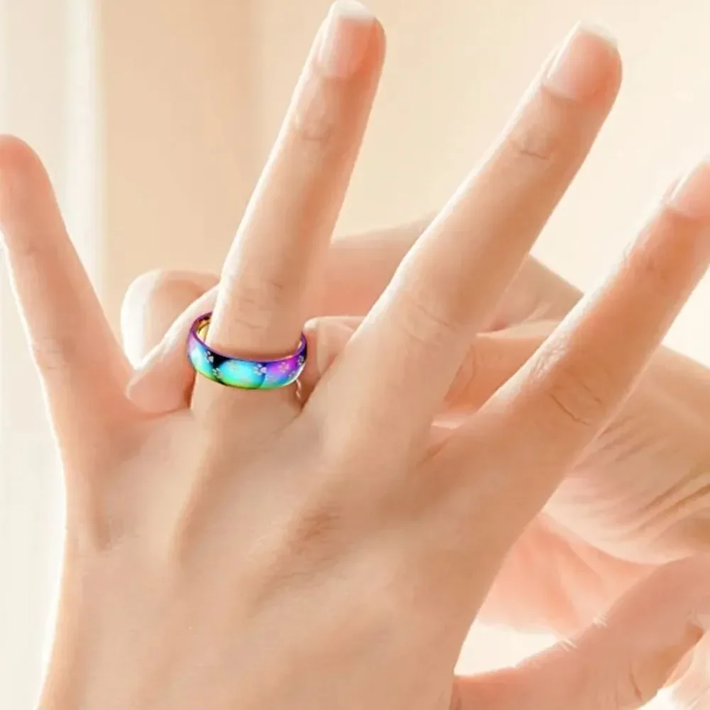 Fashion Colorful Titanium Steel Ring with Small Puppy Footprints